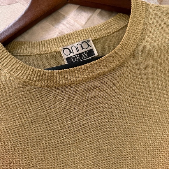 Anna Gray Vintage 1987 Women Silk Gold shimmering stretch sweatshirt size M - Picture 8 of 8